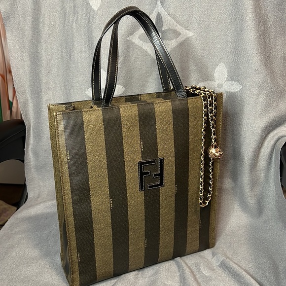 Fendi Penguin Stripe- Structured Tote / Can Be A Backpack - Picture 2 of 4